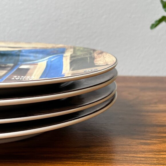 Sakura Storefronts Set of 4 Dessert Plates Chiu Tak Hak Stonrware 2004 in Box - Picture 12 of 15